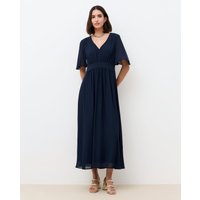 Caroll - Vestido largo drapeado con escote pico.