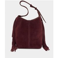 Parfois - Bolso de hombro de piel con cierre imantado y flecos decorativos.