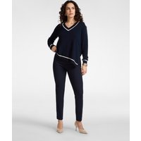 Elena Miró - Pantalones de mujer de cady cierre con botón y cremallera.