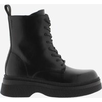 Victoria - Botas de mujer negro monocromo con suela gruesa y tirador trasero.
