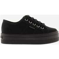 Victoria - Zapatillas de lona de niña negro monocromo con plataforma.
