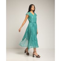 Niza - Vestido largo vaporoso de escote en pico.