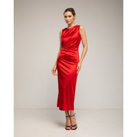 Tantra - Vestido midi entallado con pliegue en el costado.
