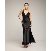 Tantra - Vestido largo de raso lencero con detalles de encaje.