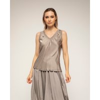 Tantra - Top de mujer con seda con la parte de atrás de punto.