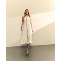 Hannibal Laguna Collection - Vestido midi sin mangas con bordados a contraste.