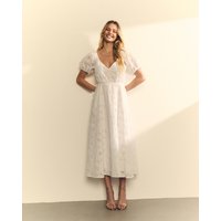 Hannibal Laguna Collection - Vestido midi de manga corta de broderie floral.