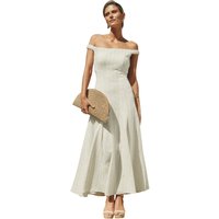 MIPHAI - Vestido midi con silueta evasé y escote bardot.