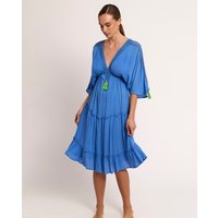 Selmark - Vestido de playa de mujer, boho chic largo escote en v, colección bikini bay.
