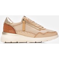 Carmela - Zapatillas de piel de mujer con cordones y cuña baja.