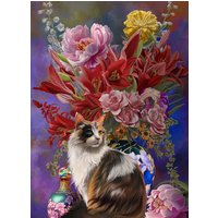 Puzzle Pièces XXL - Chat et Fleurs Asiatiques SunsOut