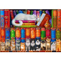 Puzzlefr Réduction de 30% sur le puzzle Étagère à livres chat Bluebird