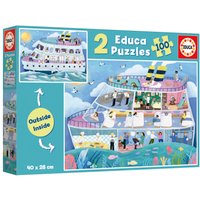 2 Puzzles - Intérieur/Extérieur - Bateau Educa