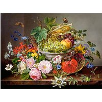 Puzzle Nature Morte avec Fleurs et Corbeille de Fruits Castorland