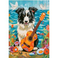 Puzzlefr Puzzle Chien Guitare et Mer Castorland