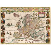 Puzzle en Bois Découpé à la Main - Carte D'Europe, Willem Blaeu