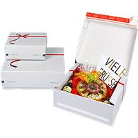 30 x ColomPac Postal Gift Boxes - With a red ribbon for premium gift appearance