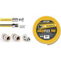 V-TUF 25m 3/4" 10Bar WASHFLEX PRO Water Supply Hose & KCQ Coupling Kit