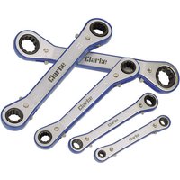 Clarke PRO41 5 piece 6 - 21mm Angle Head Ratchet Ring Spanner Set