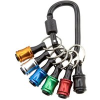 Rolson 6 Piece 30316 ¼" Hex Shank Screwdriver Bit Holder & Locking Carabiner