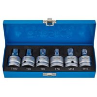 Blue Spot 01608 6 piece 3/4" Drive Tamper Proof TORX and Spline Bit Sockets T70-T100 M16-M18