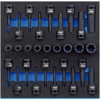 Draper Expert - Draper 1/2' Sq. Dr. Impact TX-STAR&174 and Hex Socket Set in 1/2 Drawer eva Insert Tray (28 Piece) (63490)