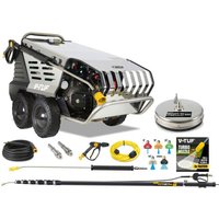 V-TUF RAPIDVSC240V-KIT3 100Bar, 12L/min Hot Water Stainless Industrial Mobile Pressure Washer with Stone Restoration & 10m Roof Cleaning Bundle (230V)