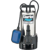Clarke PSSV2A 1½" 900W 208Lpm 8m Head Stainless Steel Submersible Dirty Water Pump with Float Switch (230V)