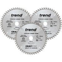 Trend CRAFTPRO 3 Piece 165mm Panel Trim Circular Saw Blade Set