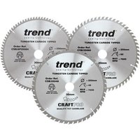 Trend CRAFTPRO 3 Piece 250mm Circular Saw Blade Set