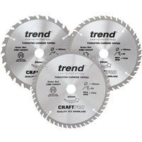 Trend CRAFTPRO 3 Piece 165mm Circular Saw Blade Set