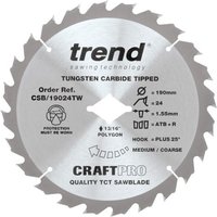 Trend 190mm 24T Craft Circular Saw Blade for DEWALT Wormdrive