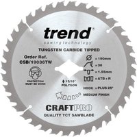 Trend 190mm 36T Craft Circular Saw Blade for DEWALT Wormdrive