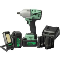 Kielder Kielder KWT-180 1/2” Drive 18V Brushless 720Nm Mid Torque Impact Wrench Kit with 2 x 5Ah Batteries, Work Light, 6 x Sockets & Charger