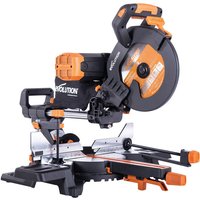 Evolution R255SMS-DB+ Pro-Pack 255mm Double Bevel Sliding Compound Mitre Saw (110V) with Multi-Material Cutting