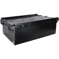 Barton Storage ALC8631/BLK/ECO/2 - 131L Black Eco Attached Lidded Container - Pack of 2 (800 x 600 x 310mm)