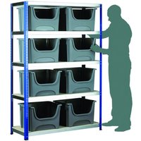 Barton Storage Eco-Rax Shelving Unit With 8 Space Bin Containers