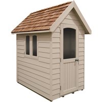 Forest Redwood Lap Retreat 6x4 Apex Shed - Cream (Assembled)