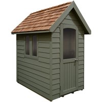 Forest Redwood Lap Retreat 6x4 Apex Shed - Green (Assembled)