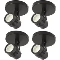 Kit 4 Spots Sobrepor Direcionável Abs Preto LED 6W IP65