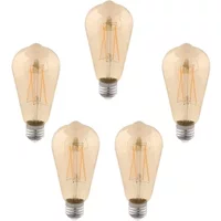 Kit 5 Lâmpadas Bulbo Filamento E27 Led 2W 200Lm 360°