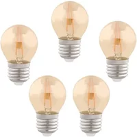 Kit 5 Lâmpadas Bolinha Filamento E-27 2W 127/220V 2400K