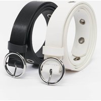 Urban Classics Synthetic Leather Eyelet Belt 2-Pack