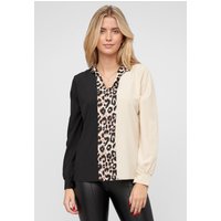 Cloud5ive Colorblock Bluse mit Leo Print Streifen