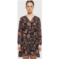 Cloud5ive Damen Chiffon Kleid mit V-Neck und Ornamentprint