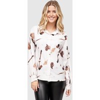 Cloud5ive Langarm Bluse mit Knopfleiste und All Over Abstrakt Print