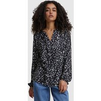 Cloud5ive Damen Langarm Bluse mit V-Neck und All Over Ditsy Print