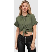 Cloud5ive Crop Bluse mit Knopfleiste und Knoten