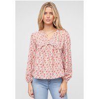 Cloud5ive V-Neck Bluse mit Rüschendetails und Blumen Print