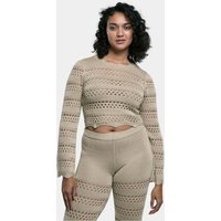 Urban Classics Ladies Cropped Crochet Knit Sweater